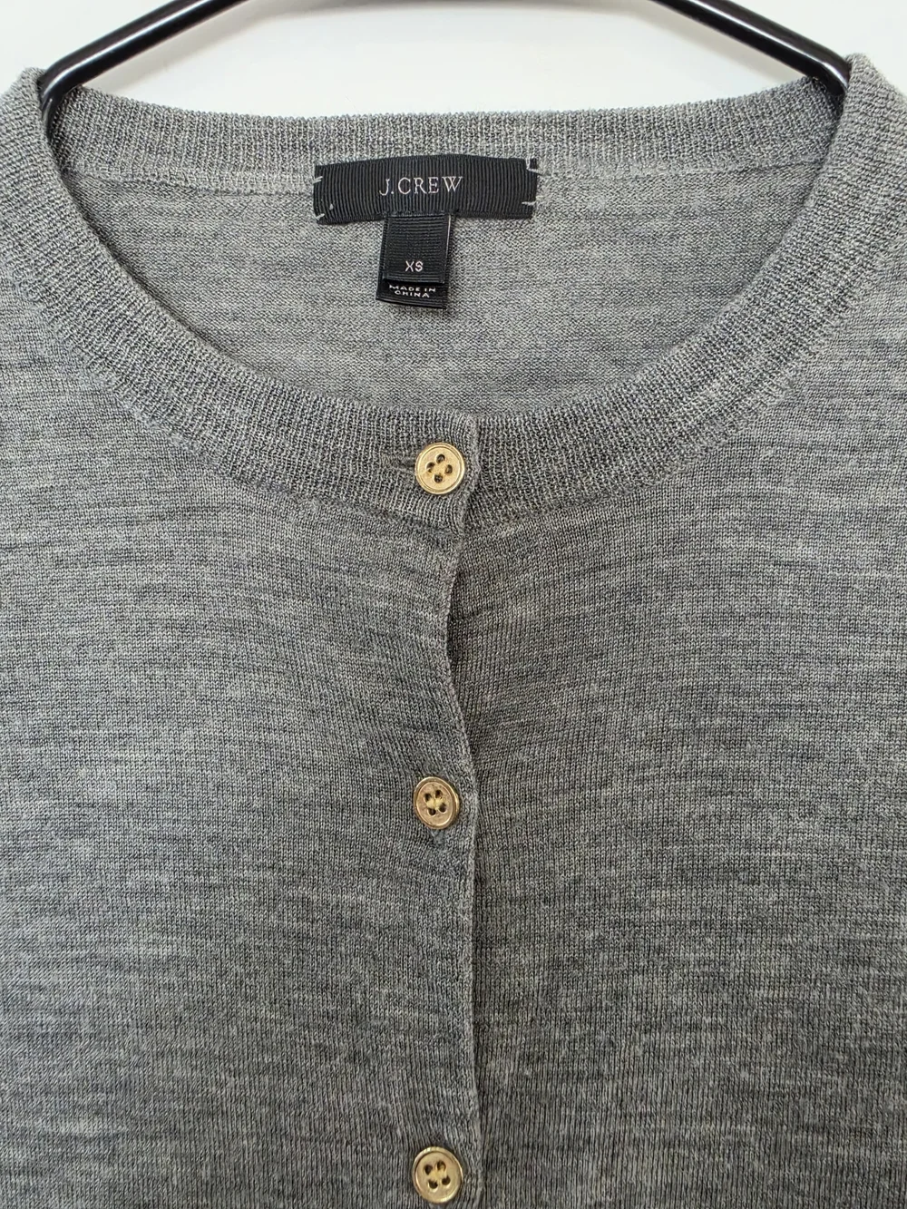 J. Crew Gray Button-Front Crewneck Cardigan With Gold Buttons Size XS